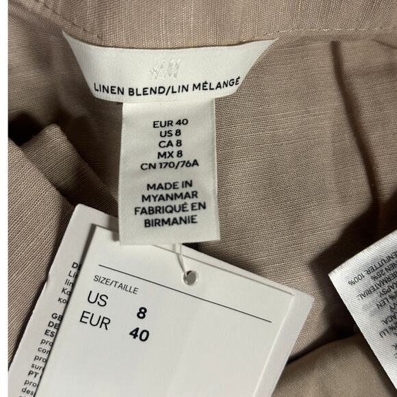 H&M Women’s Linen-Blend Tailored Shorts Beige Size US 8 - Picture 4 of 7